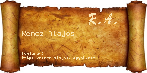 Rencz Alajos névjegykártya